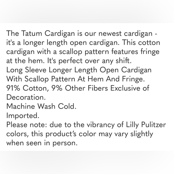 Like New Lilly Pulitzer Light Green Tatum Fringe Cardigan, Size Large - Picture 12 of 12